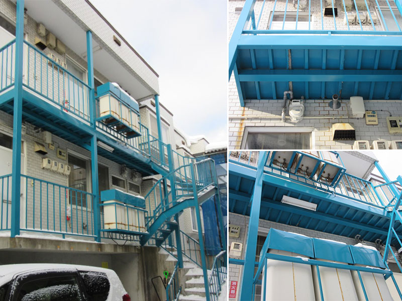 施工後:キレイになった鉄骨階