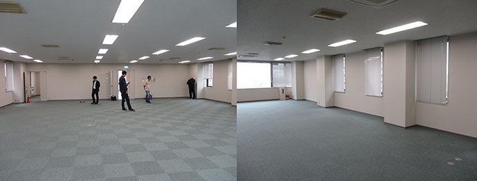 施工前受付とベッド