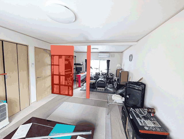 撤去する柱と袖壁