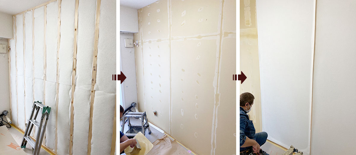 壁　防音工事中