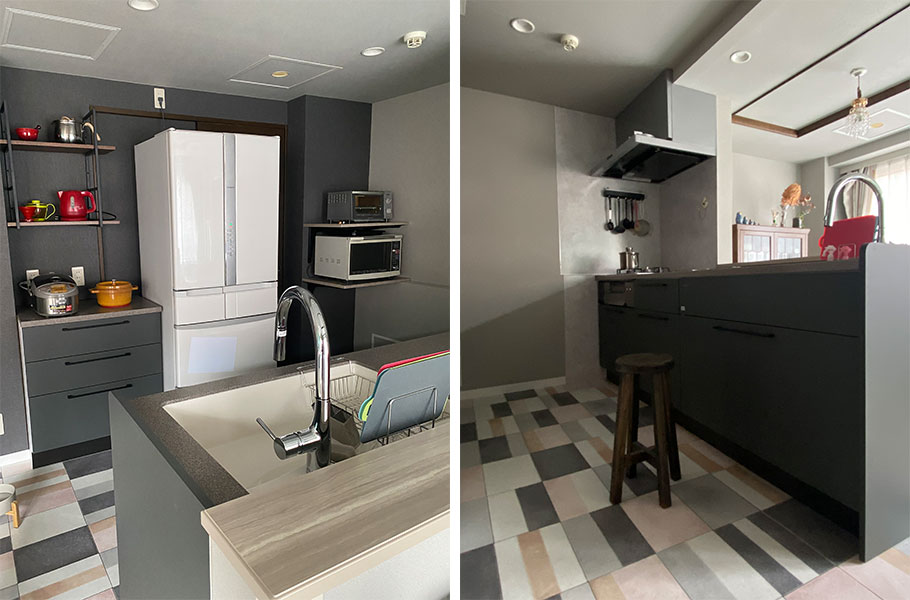 リフォーム後　実際に使用されているキッチンの様子