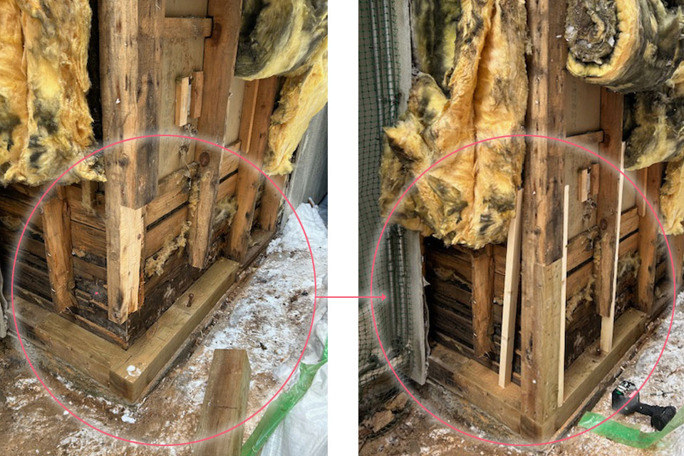 土台や柱を補修